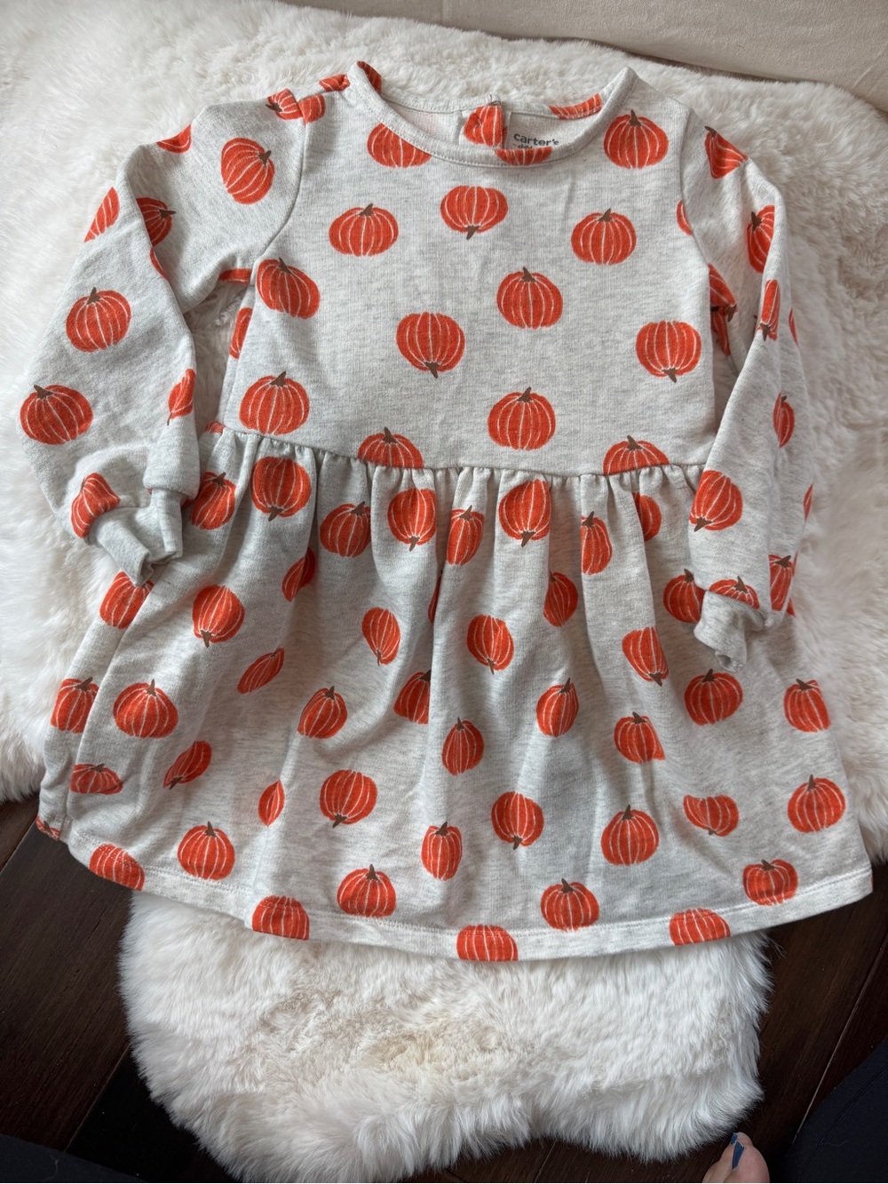 Carters Pumpkin Print Long Sleeve Dress, 4T